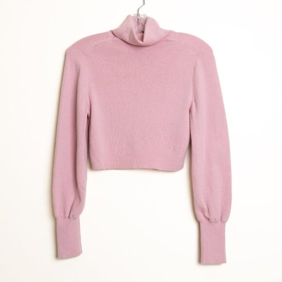Aritzia Wilfred Rebecca Turtleneck Sweater Cropped Wool Blend Blush Pink - Picture 2 of 11